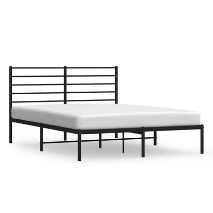 Metal Bed Frame without Mattress with Headboard Black 140 cm 190 cm