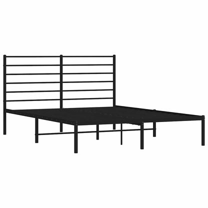 Metal Bed Frame without Mattress with Headboard Black 140 cm 190 cm