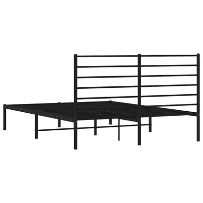 Metal Bed Frame without Mattress with Headboard Black 140 cm 190 cm