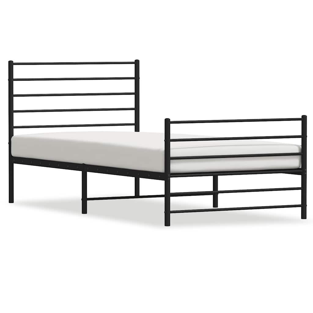 Metal Bed Frame without Mattress with Footboard with Headboard & Footboard Black 90 cm 200 cm