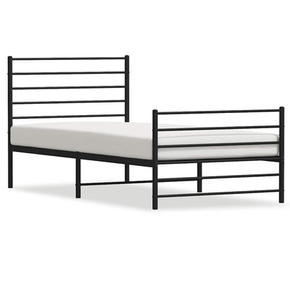 Metal Bed Frame without Mattress with Footboard with Headboard & Footboard Black 90 cm 200 cm