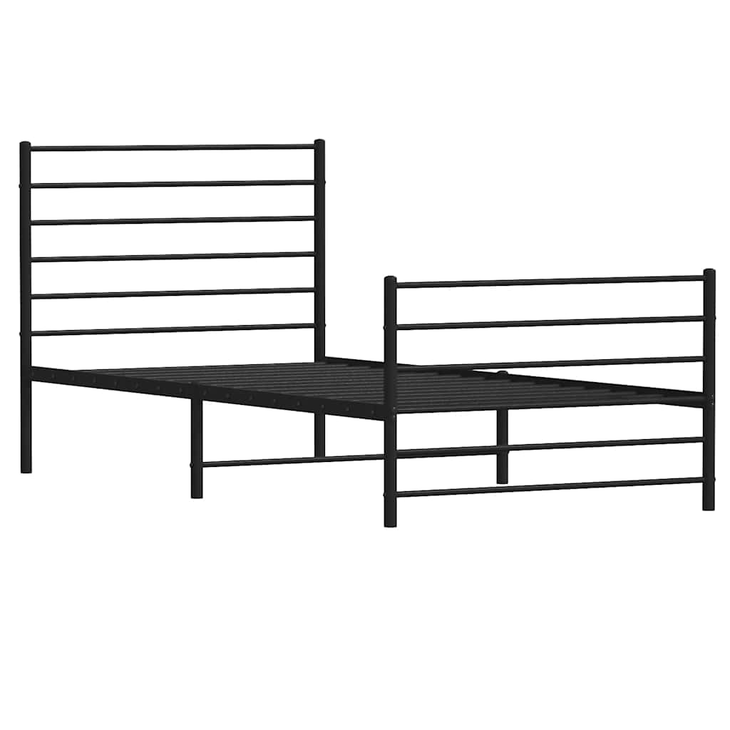 Metal Bed Frame without Mattress with Footboard with Headboard & Footboard Black 90 cm 200 cm