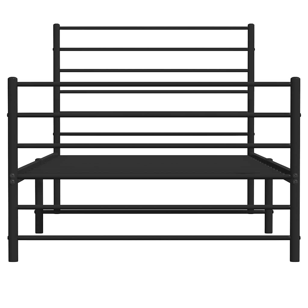 Metal Bed Frame without Mattress with Footboard with Headboard & Footboard Black 90 cm 200 cm