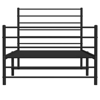 Metal Bed Frame without Mattress with Footboard with Headboard & Footboard Black 90 cm 200 cm