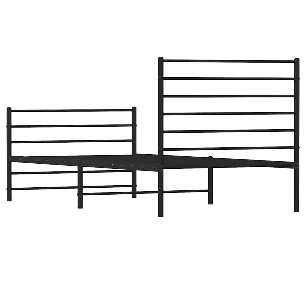 Metal Bed Frame without Mattress with Footboard with Headboard & Footboard Black 90 cm 200 cm