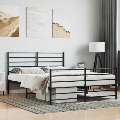 Metal Bed Frame without Mattress with Footboard with Headboard & Footboard Black 120 cm 190 cm