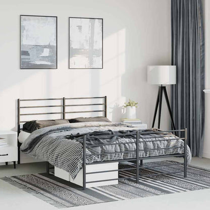 Metal Bed Frame without Mattress with Footboard with Headboard & Footboard Black 135 cm 190 cm