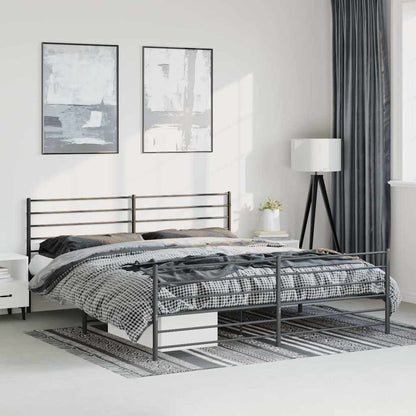 Metal Bed Frame without Mattress with Footboard with Headboard & Footboard Black 183 cm 213 cm