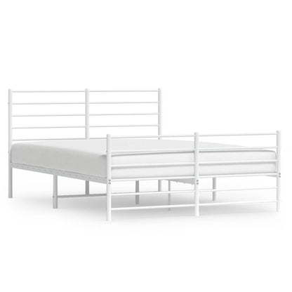 Metal Bed Frame without Mattress with Footboard with Headboard & Footboard White 140 cm 200 cm