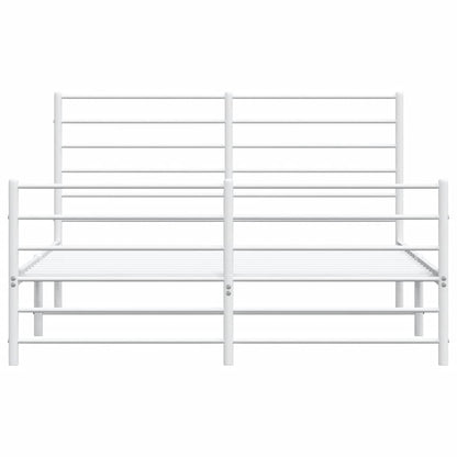 Metal Bed Frame without Mattress with Footboard with Headboard & Footboard White 140 cm 200 cm
