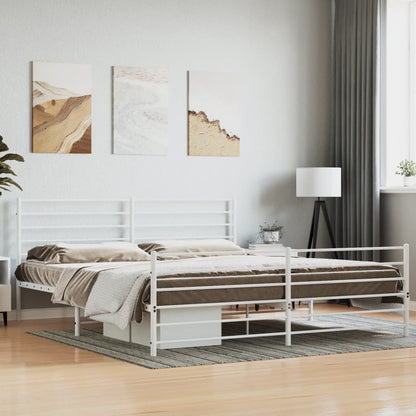 Metal Bed Frame without Mattress with Footboard with Headboard & Footboard White 200 cm 200 cm