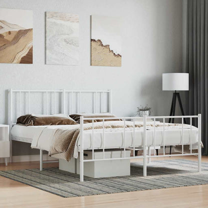 Metal Bed Frame without Mattress with Footboard with Headboard & Footboard White 120 cm 200 cm
