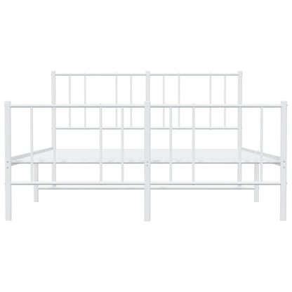 Metal Bed Frame without Mattress with Footboard with Headboard & Footboard White 150 cm 200 cm