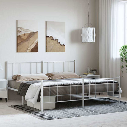 Metal Bed Frame without Mattress with Footboard with Headboard & Footboard White 193 cm 203 cm