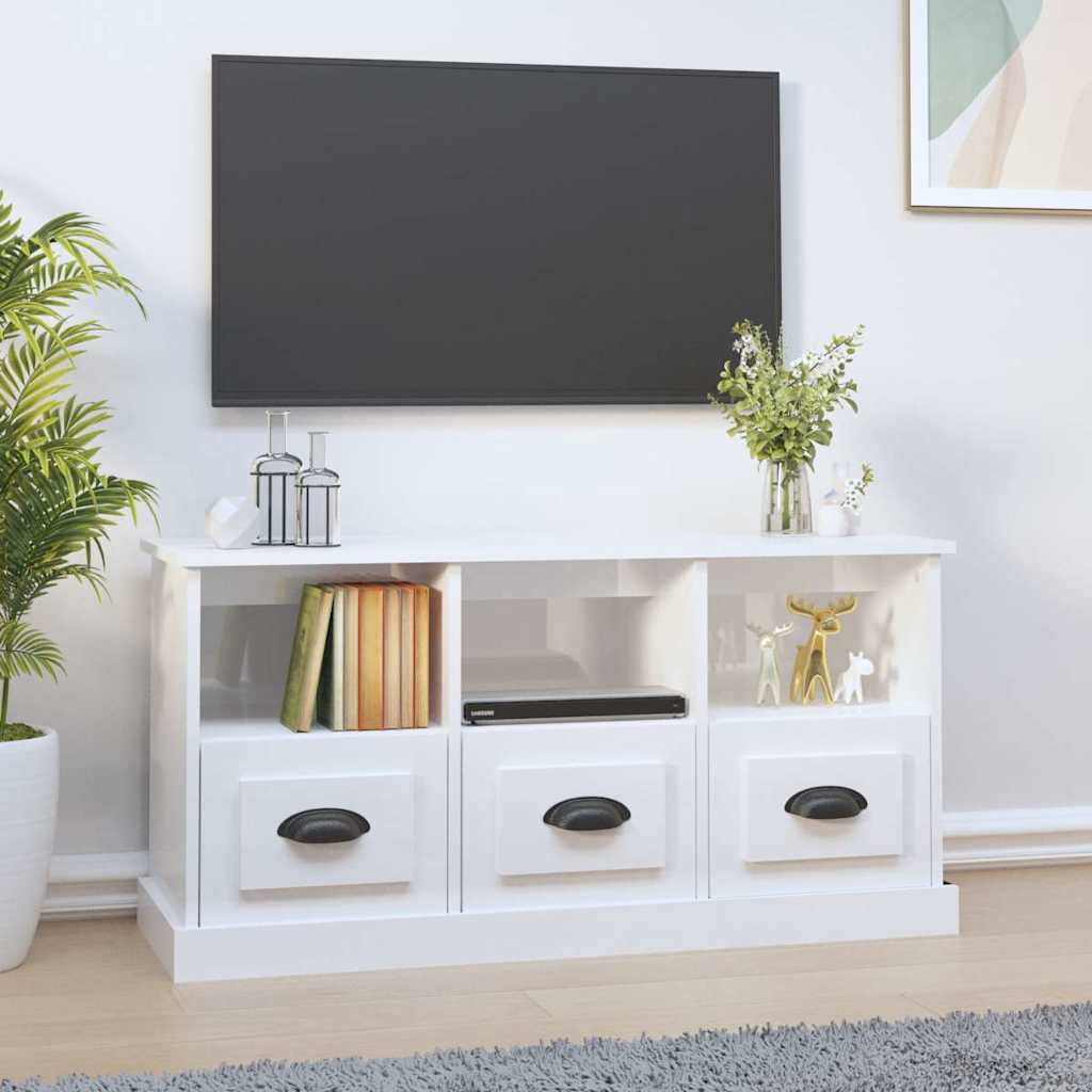 TV Cabinet 100x35x50 cm Engineered Wood High gloss white
