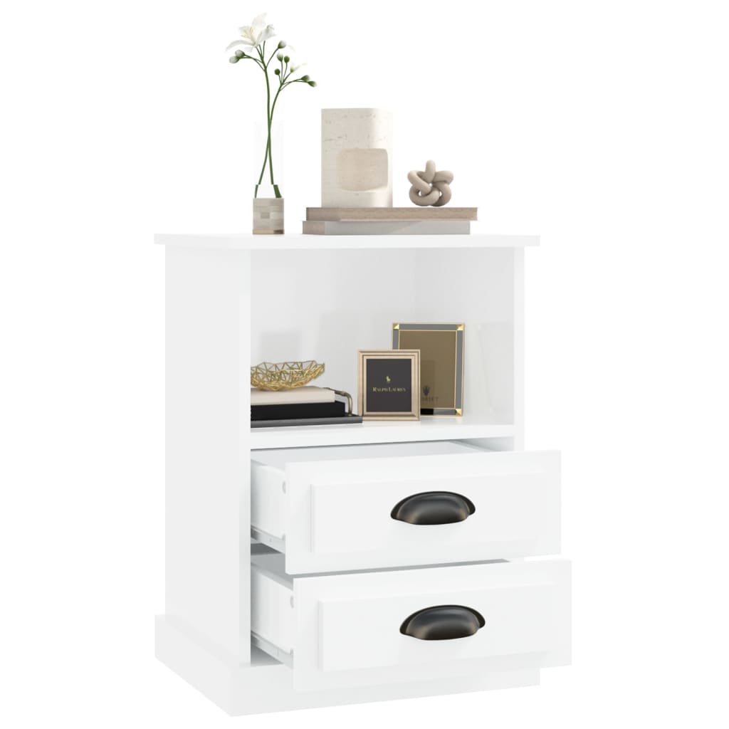 vidaXL Bedside Cabinets 2 pcs High Gloss White 43x36x60 cm