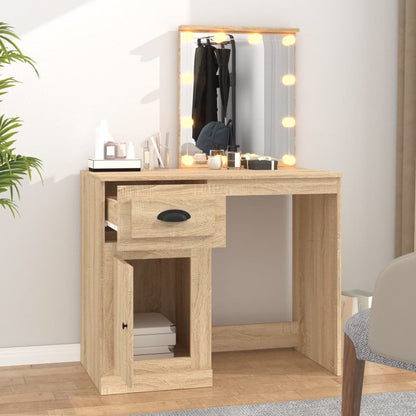 vidaXL Dressing Table with LED Sonoma Oak 90x50x132.5 cm Engineered Wood