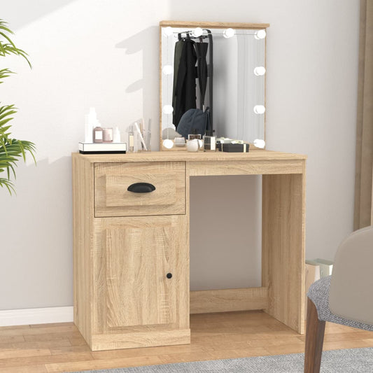 vidaXL Dressing Table with LED Sonoma Oak 90x50x132.5 cm Engineered Wood