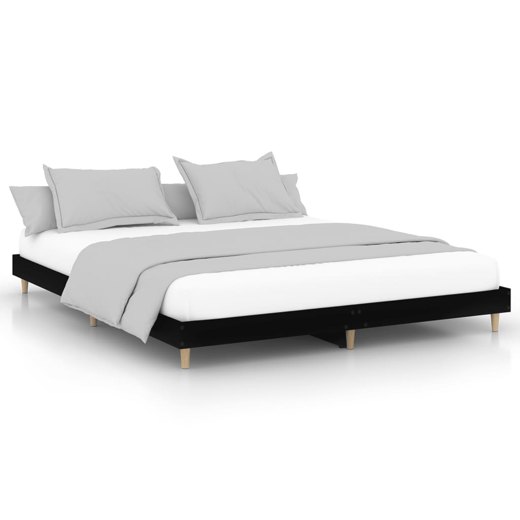 Bed Frame without Mattress Engineered Wood Length 200 cm Black 200 cm