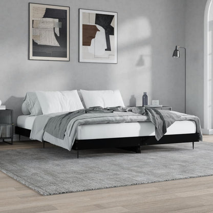 Bed Frame without Mattress Engineered Wood Length 200 cm Black 200 cm