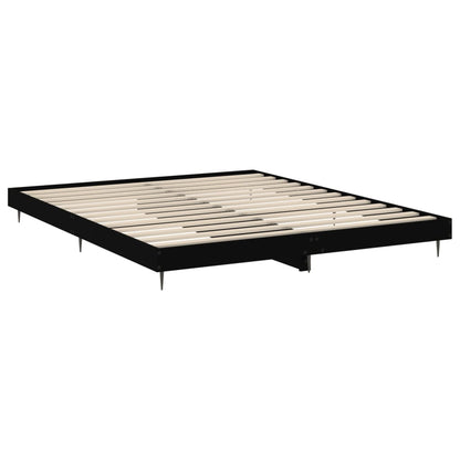 Bed Frame without Mattress Engineered Wood Length 200 cm Black 200 cm
