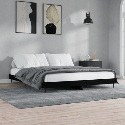 Bed Frame without Mattress Engineered Wood Length 200 cm Black 200 cm