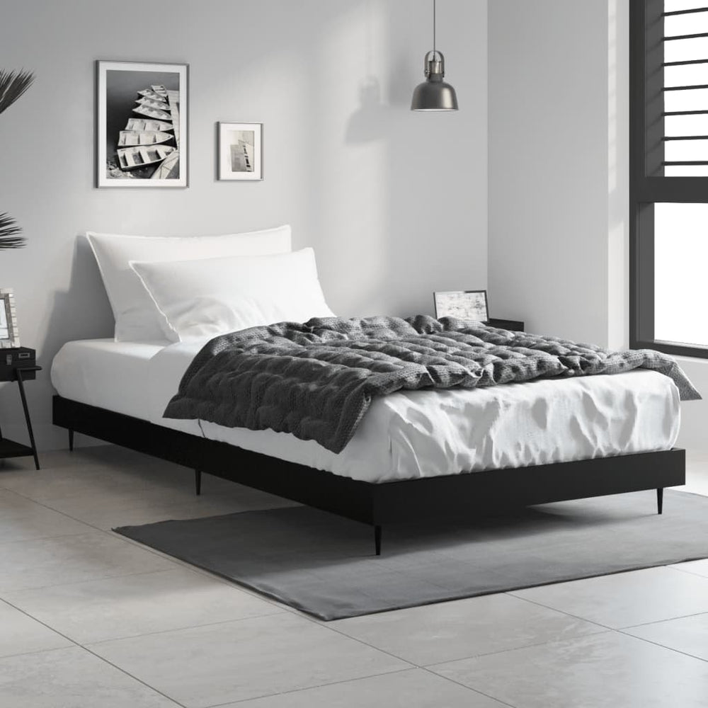 vidaXL Bed Frame without Mattress Engineered Wood Length 200 cm Black