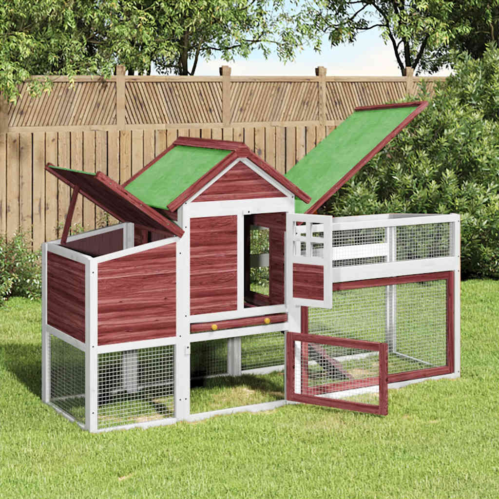 Chicken Coop 186,5x58,5x113 cm Solid Wood Pine Mocha