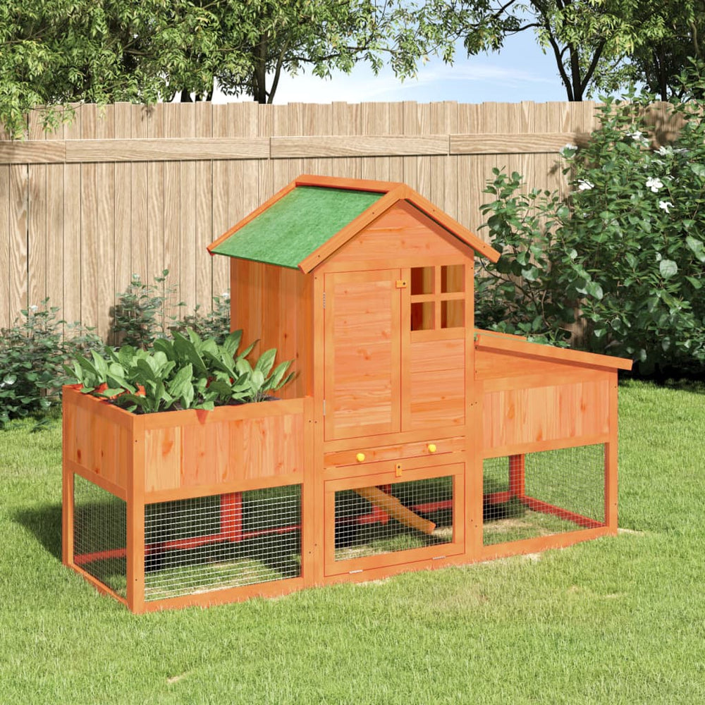 vidaXL Rabbit Hutch 170x63x113 cm Solid Wood Pine