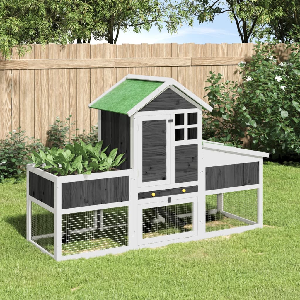 Rabbit Hutch 170x63x113 cm Solid Wood Pine Grey