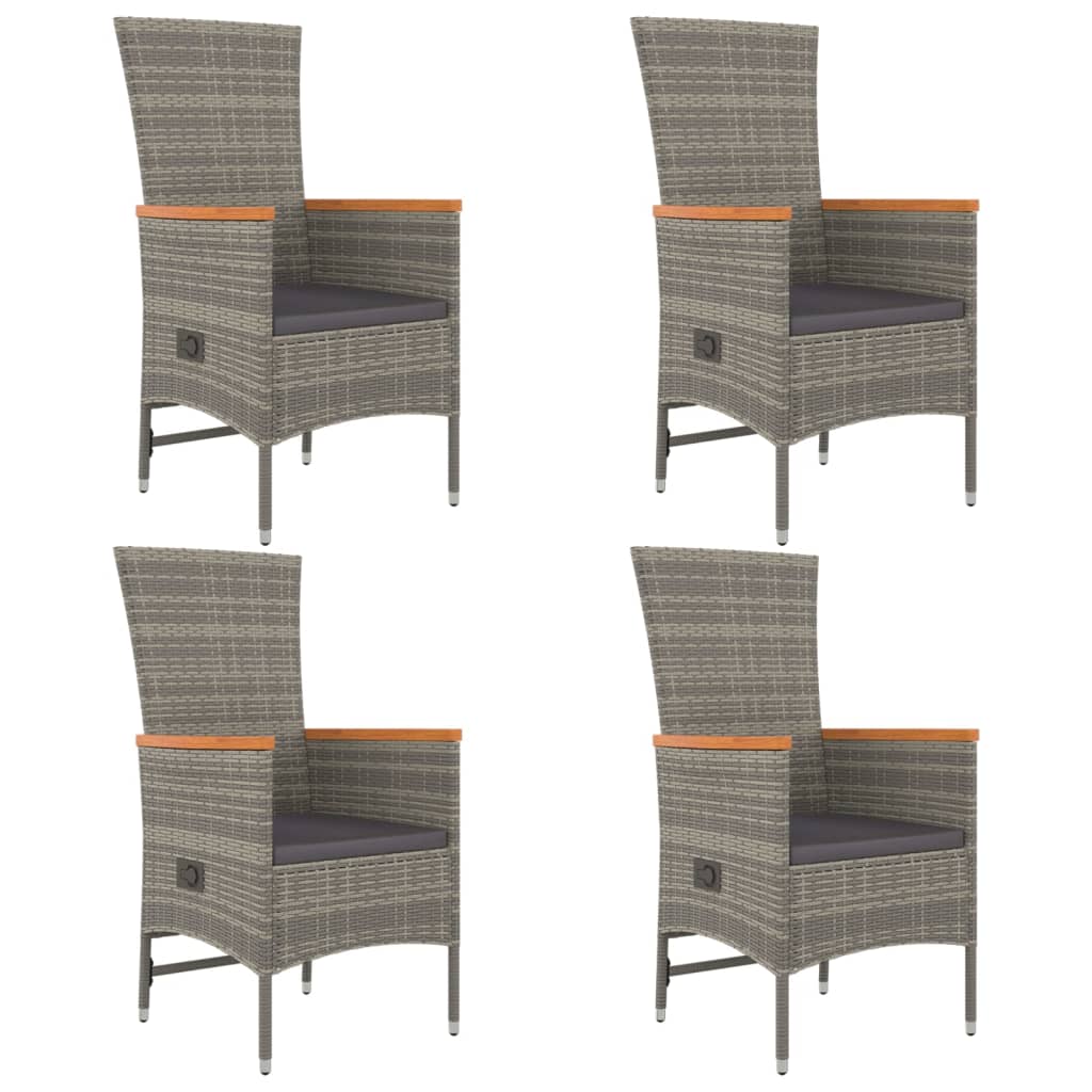 vidaXL 5 Piece Garden Dining Set Grey Poly Rattan&Solid Wood Acacia 4