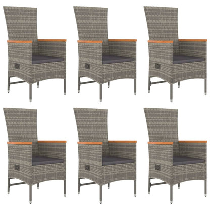 vidaXL 7 Piece Garden Dining Set Grey Poly Rattan&Solid Wood Acacia 4