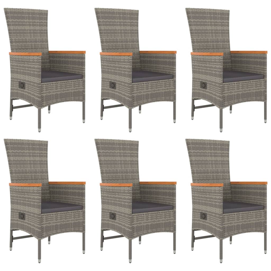 vidaXL 7 Piece Garden Dining Set Grey Poly Rattan&Solid Wood Acacia 4