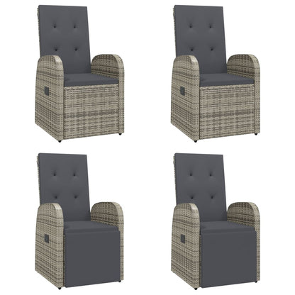 vidaXL 5 Piece Garden Dining Set Grey Poly Rattan&Solid Wood Acacia 4