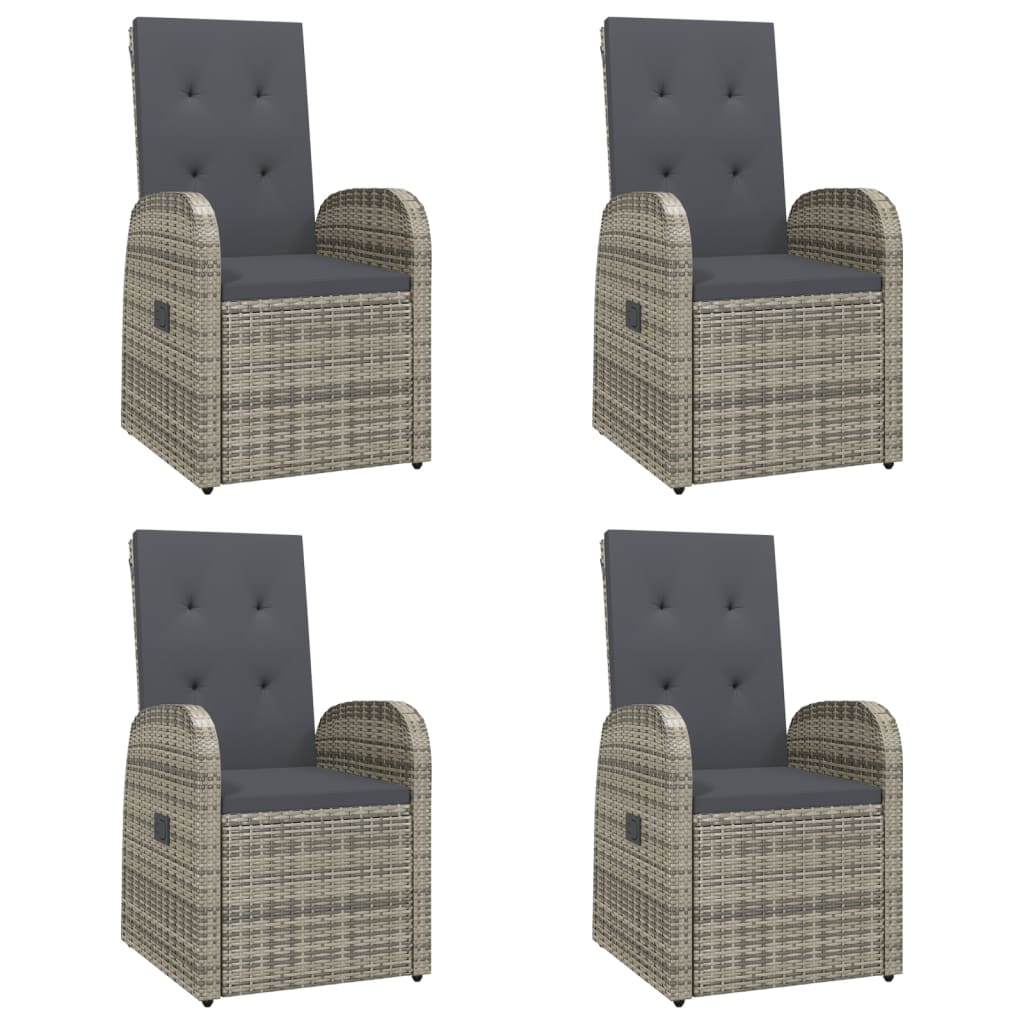 vidaXL 5 Piece Garden Dining Set Grey Poly Rattan&Solid Wood Acacia 4