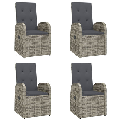 vidaXL 5 Piece Garden Dining Set Grey Poly Rattan&Solid Wood Acacia 4