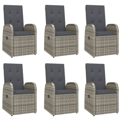 vidaXL 7 Piece Garden Dining Set Grey Poly Rattan&Solid Wood Acacia 4
