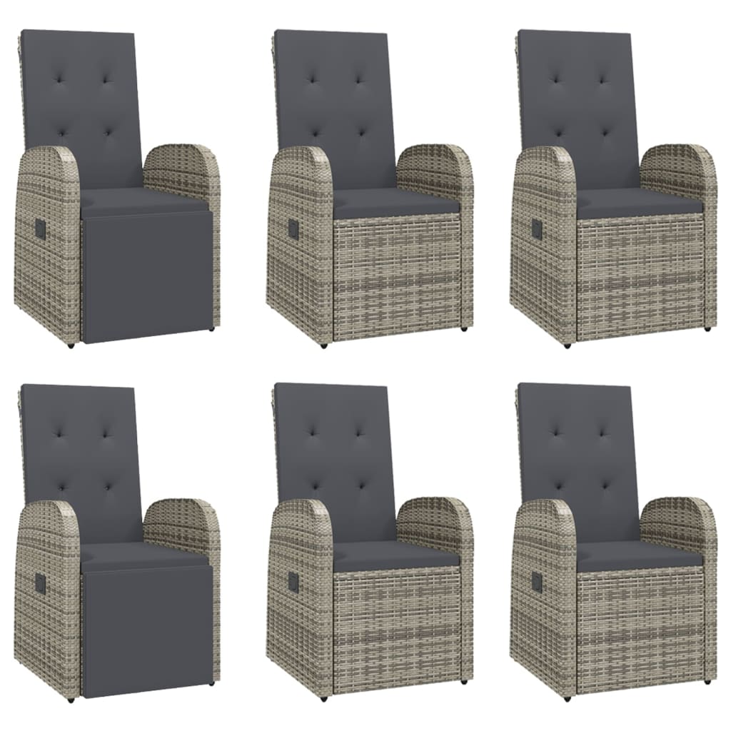 vidaXL 7 Piece Garden Dining Set Grey Poly Rattan&Solid Wood Acacia 4