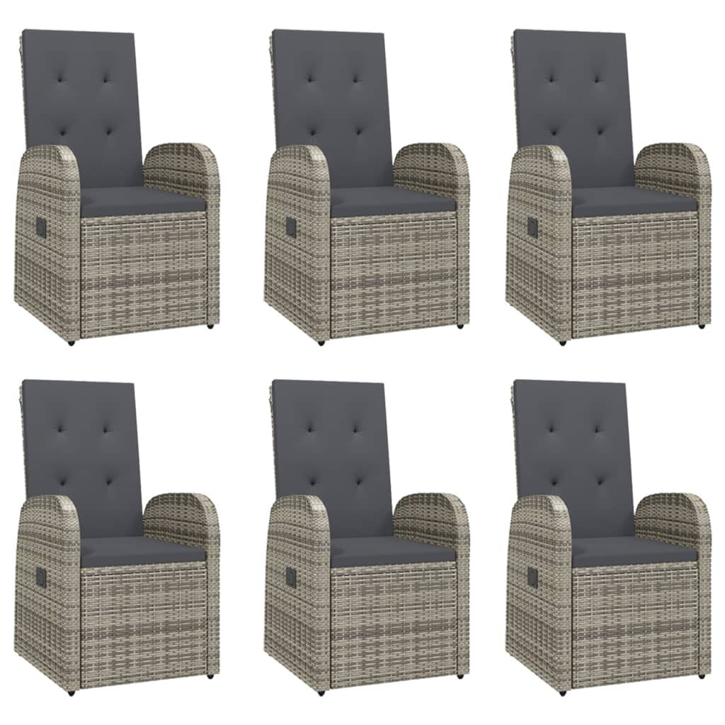 vidaXL 7 Piece Garden Dining Set Grey Poly Rattan&Solid Wood Acacia 4