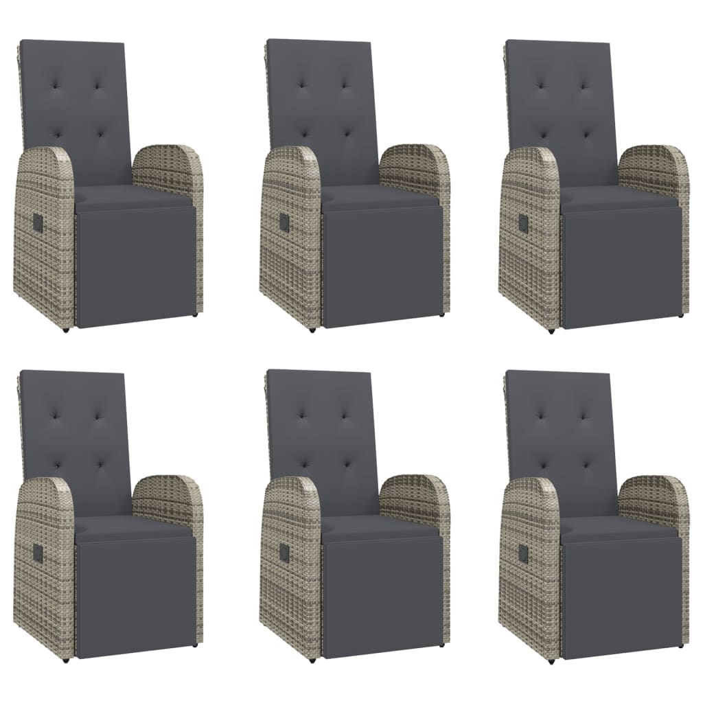 vidaXL 7 Piece Garden Dining Set Grey Poly Rattan&Solid Wood Acacia 4