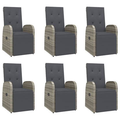 vidaXL 7 Piece Garden Dining Set Grey Poly Rattan&Solid Wood Acacia 4