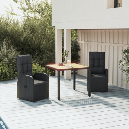 vidaXL 5 Piece Garden Dining Set Black Poly Rattan&Solid Wood Acacia