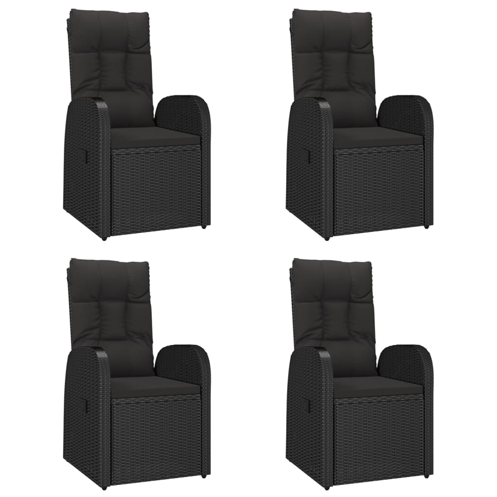 vidaXL 5 Piece Garden Dining Set Black Poly Rattan&Solid Wood Acacia 4