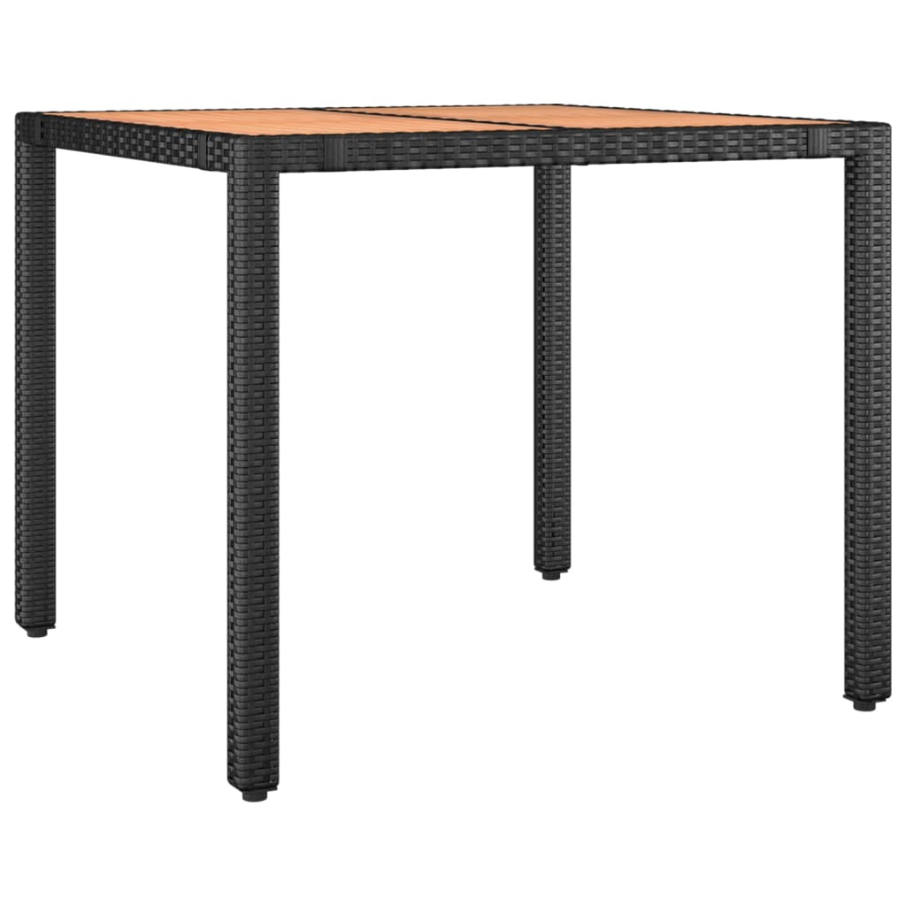 vidaXL 5 Piece Garden Dining Set Black Poly Rattan&Solid Wood Acacia 6