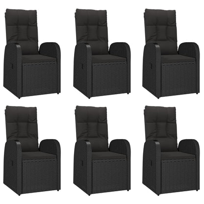 vidaXL 7 Piece Garden Dining Set Black Poly Rattan&Solid Wood Acacia 4