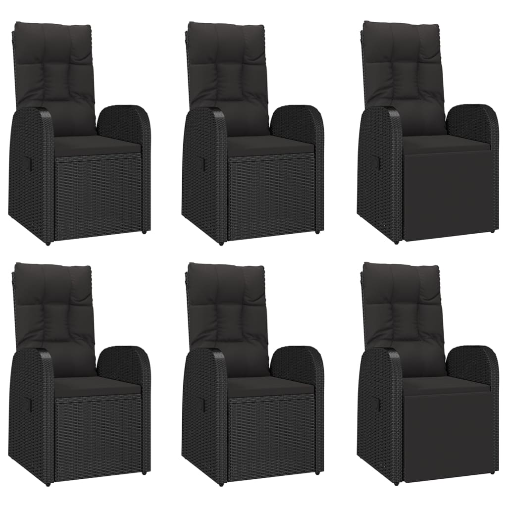 vidaXL 7 Piece Garden Dining Set Black Poly Rattan&Solid Wood Acacia 4