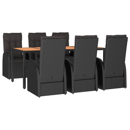 vidaXL 7 Piece Garden Dining Set Black Poly Rattan&Solid Wood Acacia 3