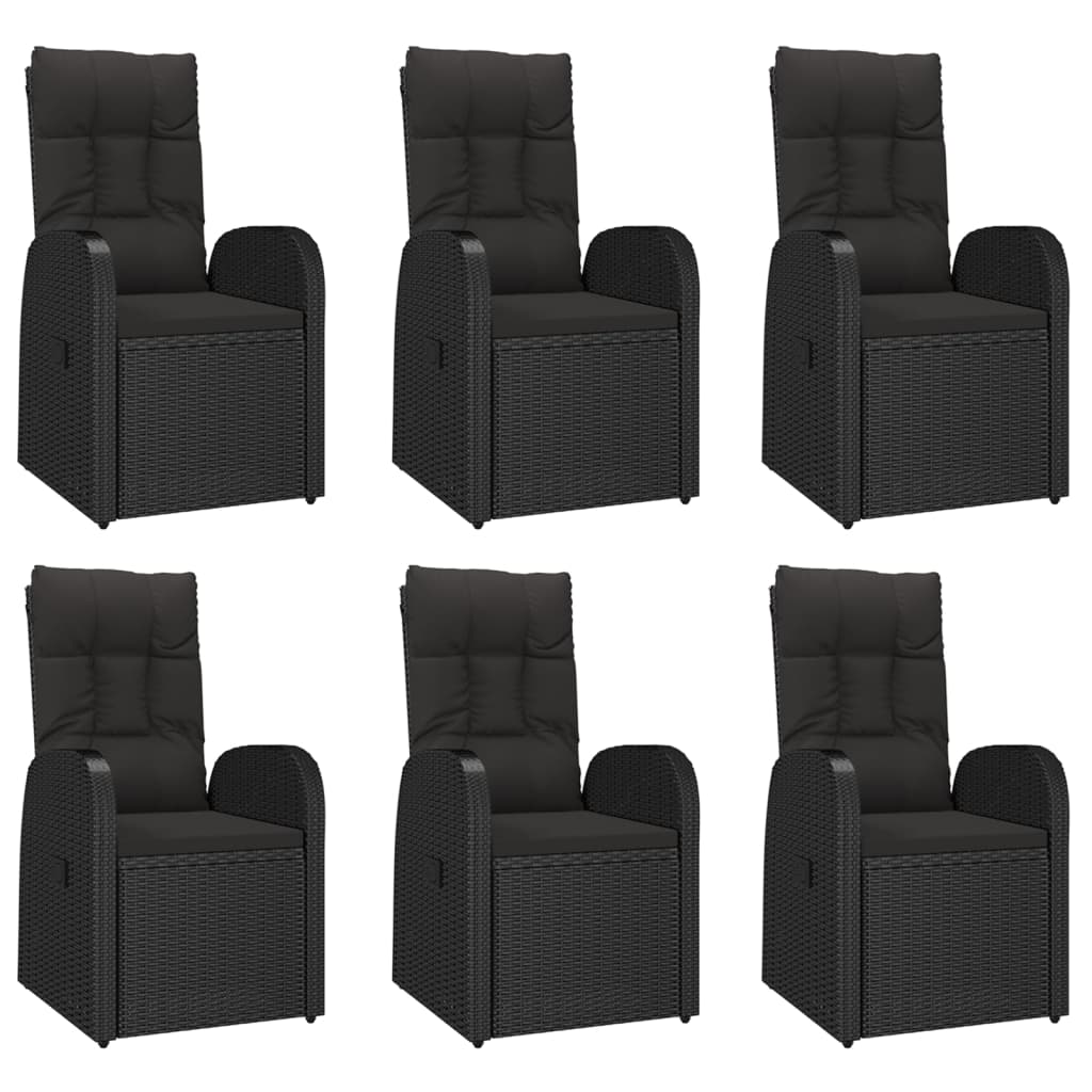 vidaXL 7 Piece Garden Dining Set Black Poly Rattan&Solid Wood Acacia 4