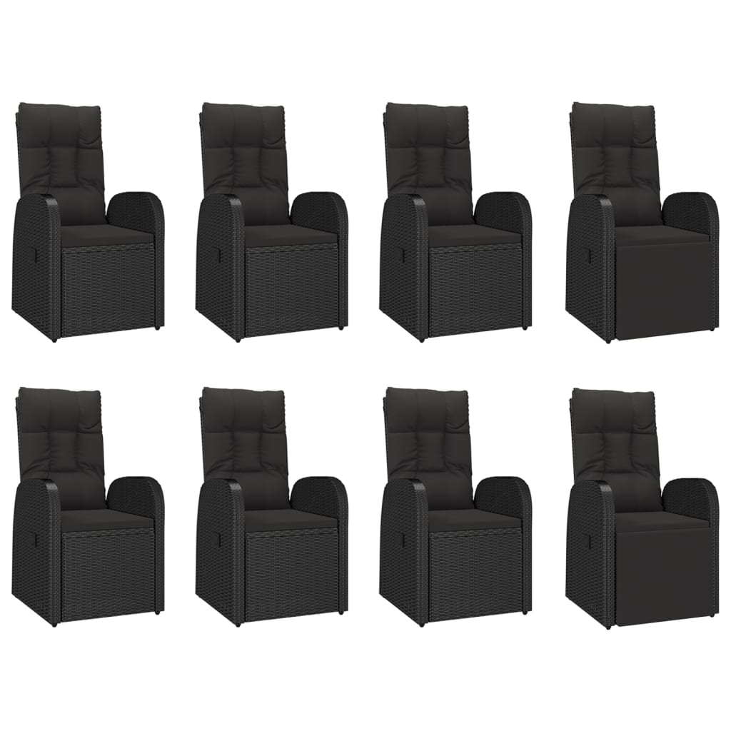 vidaXL 9 Piece Garden Dining Set Black Poly Rattan&Solid Wood Acacia 4