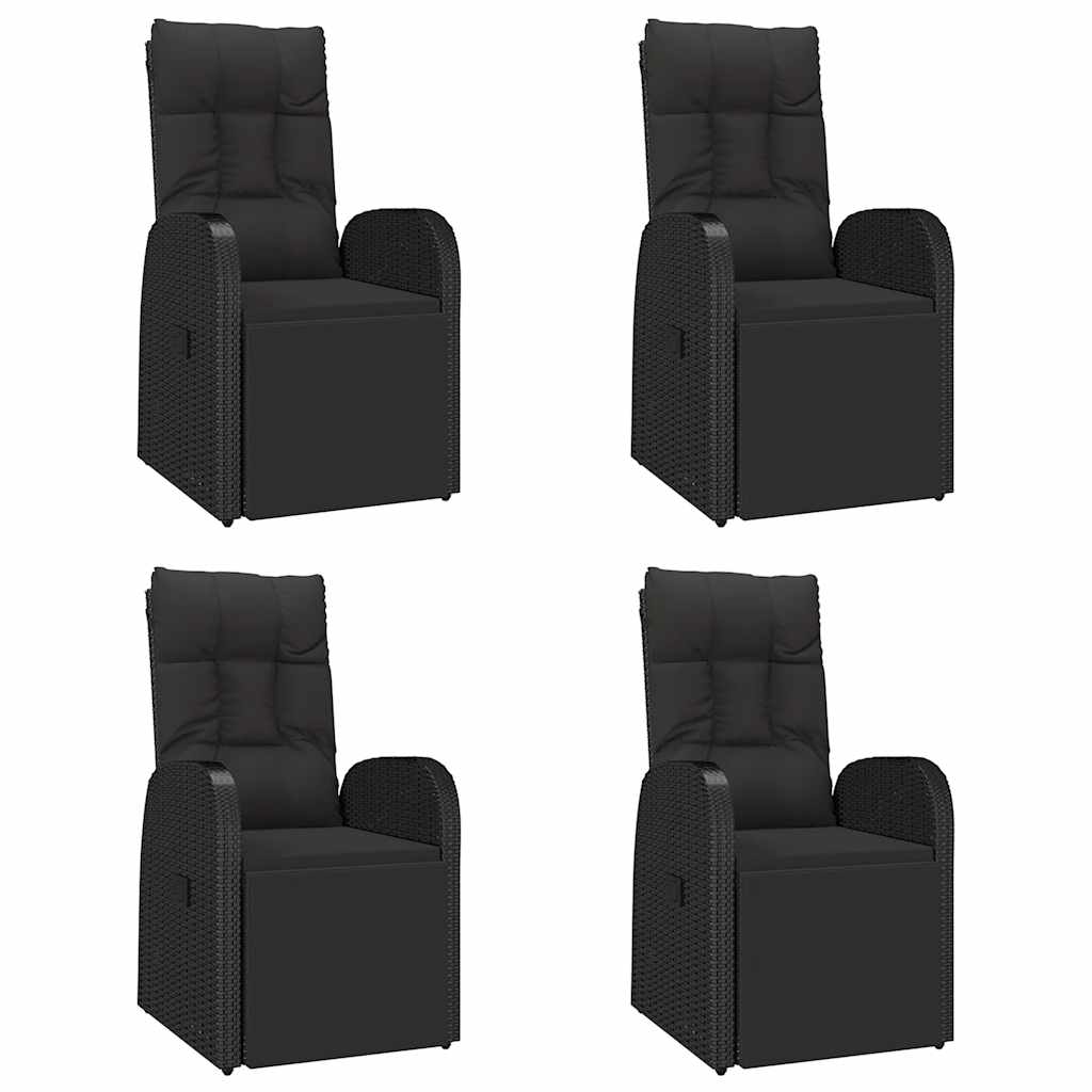 vidaXL 5 Piece Garden Dining Set Black Poly Rattan&Solid Wood Acacia 4